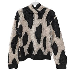 Sandy Liang x Target Cream & Black Leopard Print Sherpa Hooded Sweatshirt Size S
